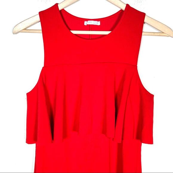Zara size small S red high waist peplum sheath dress B116 - Picture 2 of 4